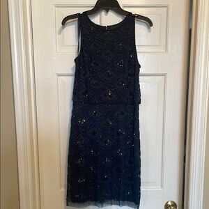 Elegant Navy Blue Sleeveless Dress